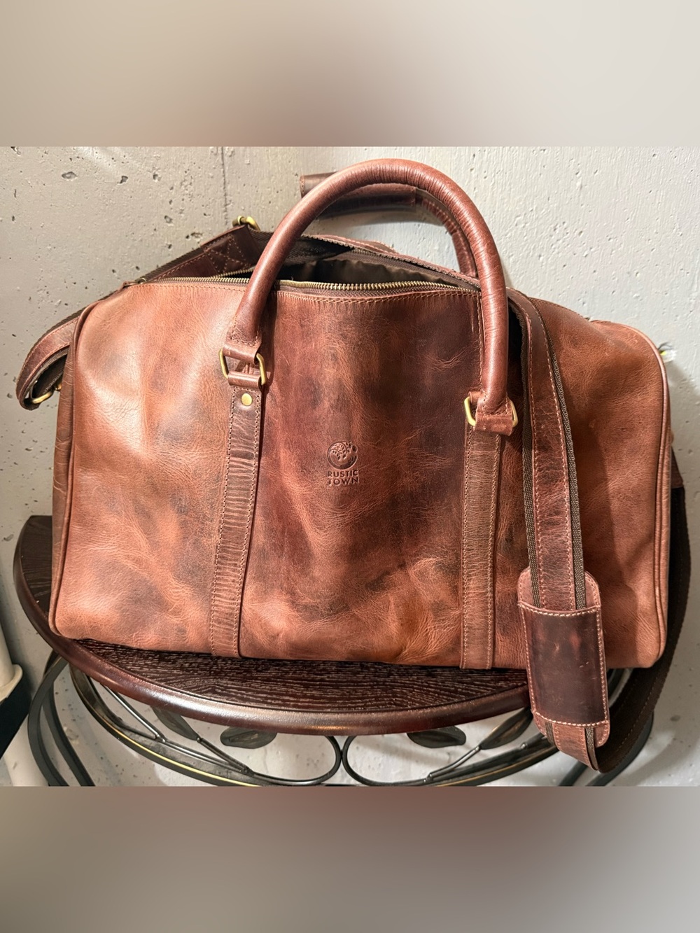 Brown Leather Duffel Bag for Men